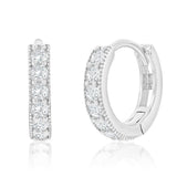 Sterling Silver 13MM  CZ Hoop Earrings