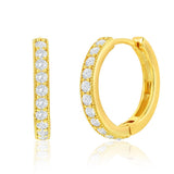 Sterling Silver 19MM  CZ Hoop Earrings Gold Plated