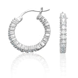Sterling Silver 20MM CZ IN/OUT Hoop Earring