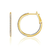 Sterling Silver 20MM Micro Pave CZ Round Hoop Earrings (1.00mm-64pcs) Gold Plated