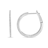 Sterling Silver 25MM Micro Pave CZ Round Hoop Earrings (1.00mm-84pcs)