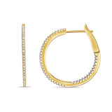 Sterling Silver 25MM Micro Pave CZ Round Hoop Earrings (1.00mm-84pcs)  Gold Plated