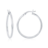 Sterling Silver 2mm x 30mm Hoop Earring