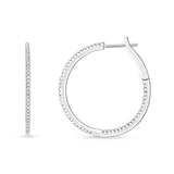 Sterling Silver 30MM Micro Pave CZ Round Hoop Earrings (1.00mm-108pcs)