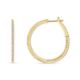 Sterling Silver 30MM Micro Pave CZ Round Hoop Earrings (1.00mm-108pcs) Gold Plated
