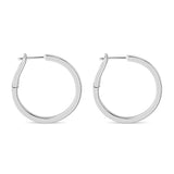 Sterling Silver 30mm Round Spring Back Hoop Earrings