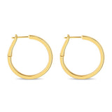 Sterling Silver 30mm Round Spring Back Hoop Earrings - Gold Plated