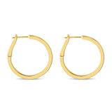 Sterling Silver 30mm Round Spring Back Hoop Earrings - Gold Plated