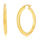 Sterling Silver 36mm Flat Hoop Earrings - Gold Plated