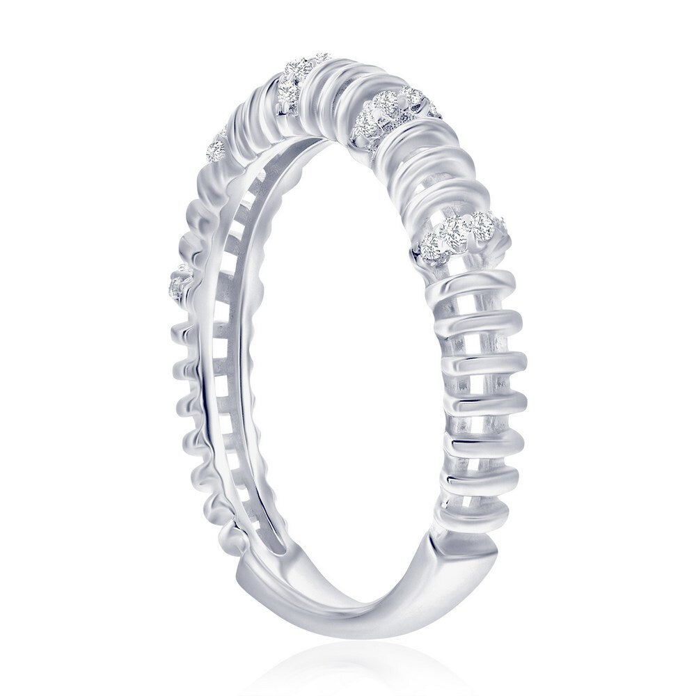 Sterling Silver 3.5mm Wire Design CZ Ring