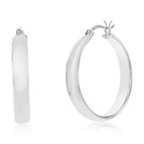 Sterling Silver 5x31mm Fancy Flat Hoop - Rhodium Plated
