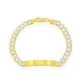 Sterling Silver 7mm Pave Curb Chain ID Bracelet - Gold Plated