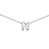 Sterling Silver 8mm Initial "N" Necklace