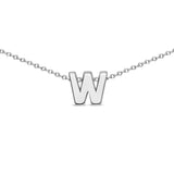 Sterling Silver 8mm Initial "W" Necklace