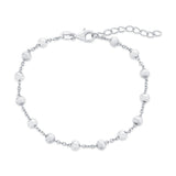 Sterling Silver, Alternating Brushed & Polished Bead Bracelet
