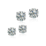 Sterling Silver CZ Round Stud Earrings