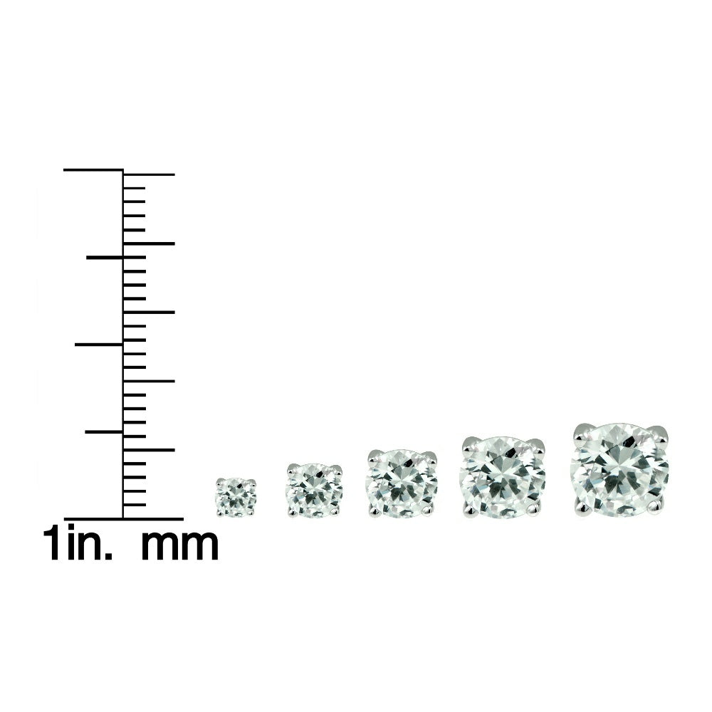 Sterling Silver CZ Round Stud Earrings