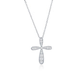 Sterling Silver, Cross CZ Necklace