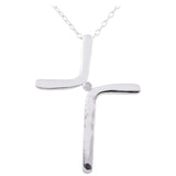 Sterling Silver Cross with 0.01ct diamond accent in the center Pendant on a 18" Link Chain