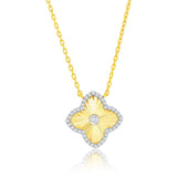 Sterling Silver DC Flower CZ Necklace