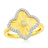 Sterling Silver D-C Flower CZ Ring - Gold Plated