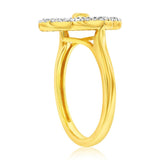 Sterling Silver D-C Flower CZ Ring - Gold Plated
