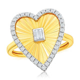 Sterling Silver D-C Heart CZ Ring - Gold Plated