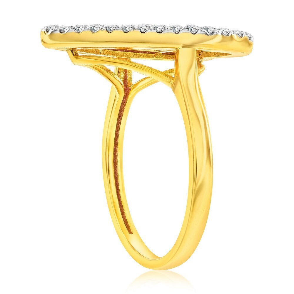 Sterling Silver D-C Heart CZ Ring - Gold Plated