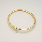 Sterling Silver Designer Inspired CZ Nail Open Bangle