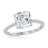 Sterling Silver Four Prong 8mm Cushion Cut Engagement Ring