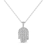 Sterling Silver Hamsa and Chai Pendant