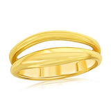 Sterling Silver High Polished Double Row Ring - Gold Plated