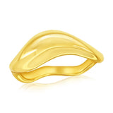 Sterling Silver High Polished Puffed Wavy Ring - Gold Plated