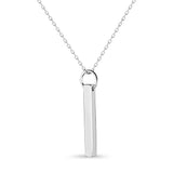 Sterling Silver Long Bar Engraved Pendant on 18" Link Chain