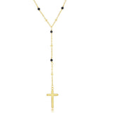 Sterling Silver Onyx & Plain Beads Rosary