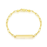 Sterling Silver Paperclip ID Bracelet - Gold Plated