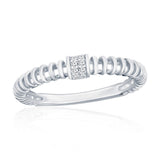 Sterling Silver Pave CZ Wire Design Ring