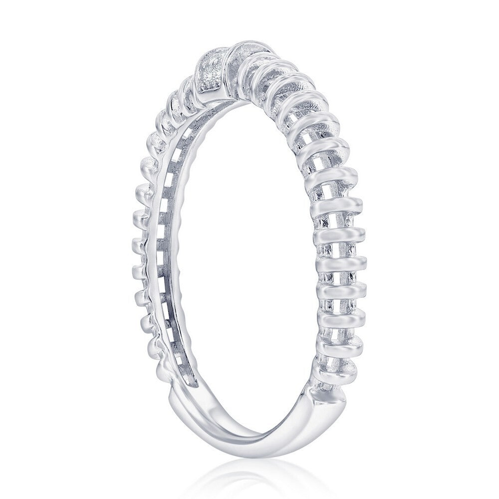 Sterling Silver Pave CZ Wire Design Ring
