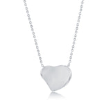 Sterling Silver, Polished Puffed Heart Necklace
