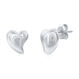 Sterling Silver Polished Puffed Heart Studs