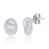 Sterling Silver Polished Puffed Oval Stud