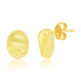 Sterling Silver Polished Puffed Oval Stud  Gold Plated