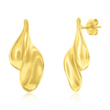 Sterling Silver Polished Twist Design Earrings - Gold Plated