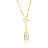 Sterling Silver Rectangle North Star CZ Toggle  Necklace