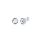Sterling Silver Round 4mm CZ Cupcake-Setting Stud Earrings