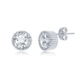 Sterling Silver Round 5mm CZ Cupcake-Setting Stud Earrings