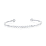 Sterling Silver, Round Bezel-Set CZ Beaded Bangle