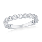 Sterling Silver Round CZ Beaded Outline Ring