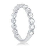 Sterling Silver Round CZ Beaded Outline Ring
