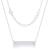 Sterling Silver Small Bar with CZ Edges Bar Engravable Necklace